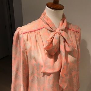 Elizabeth and James Sheer Floral Blouse with Tie